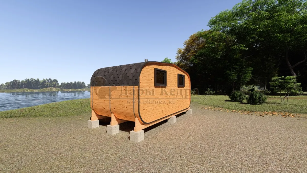 Овальная-Окта баня-бочка из кедра 5х2,2 метра